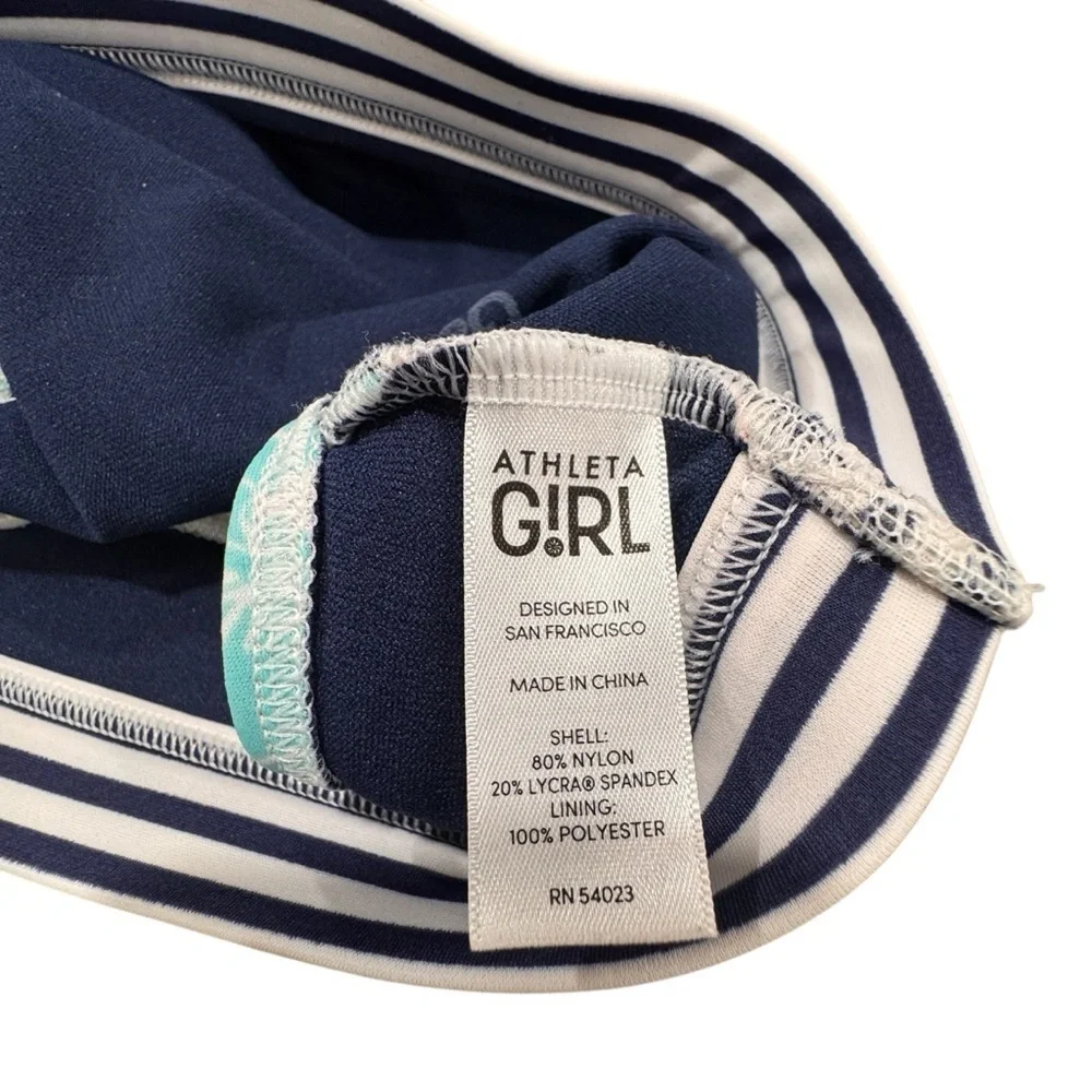 Athleta Girl Girls Floral Island Time UPF 50+ Bikini Top Navy Blue Lycra L/12